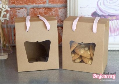 กล่องคุกกี้ 300 กรัม คราฟท์ หูเชือก (20ใบ/แพ็ค)