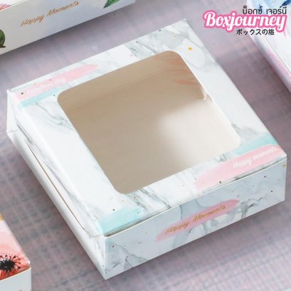 กล่องบราวนี่ 1 ชิ้น ลายหินอ่อนเทา (50ใบ/แพ็ค)