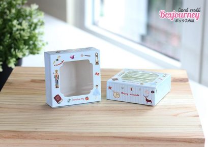 กล่องบราวนี่ 1 ชิ้น สีฟ้า (50ใบ/แพ็ค)