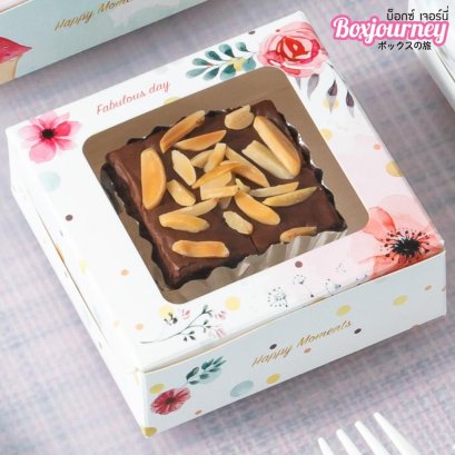กล่องบราวนี่ 1 ชิ้นลายกุหลาบ (50ใบ/แพ็ค)