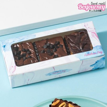 กล่องบราวนี่ 2 ชิ้น ลายหินอ่อนชมพู (50ใบ/แพ็ค)