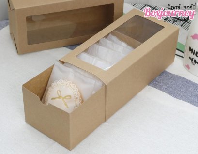 กล่องฝาสอด มีหน้าต่าง คราฟท์ 8x17x6.3 เซนติเมตร (20ใบ/แพ็ค)