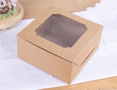 กล่องสแน็คหน้าต่างกว้าง คราฟท์ (กล่องเค้กครึ่งปอนด์) (20ชิ้น/แพ็ค)