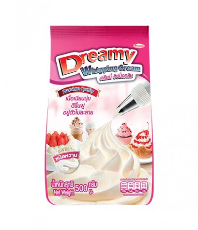 วิปปิ้งครีม ดรีมมี่ ชนิดหวาน (Whipping Cream Dreamy) 500กรัม (ยกลัง24ชิ้น)