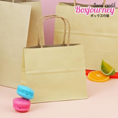 ถุงกระดาษน้ำตาลหูเกลียว 15x6.8x12.5 ซม. (50ชิ้น/แพ็ค)