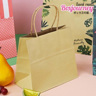 ถุงกระดาษน้ำตาลหูเกลียว 18x9.5x15.5 ซม. (50ชิ้น/แพ็ค)