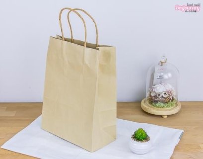 ถุงกระดาษน้ำตาลหูเกลียว 21x11x29 ซม. (50ชิ้น/แพ็ค)
