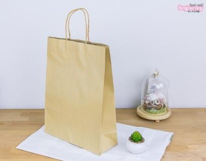 ถุงกระดาษน้ำตาลหูเกลียว 26x10x35 ซม. (50ชิ้น/แพ็ค)
