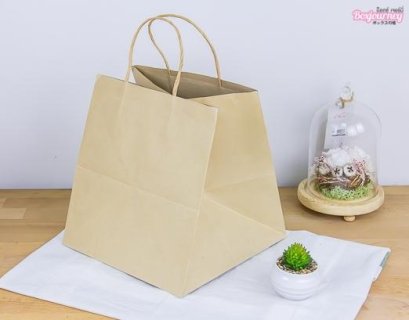 ถุงกระดาษน้ำตาลหูเกลียว ใส่กล่องเค้ก 1 ปอนด์  (10ชิ้น/แพ็ค)