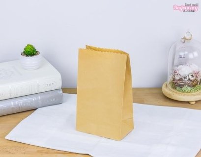 ถุงกระดาษพับข้าง สีน้ำตาล 13x7x21.7 ซม. (100ชิ้น/แพ็ค)