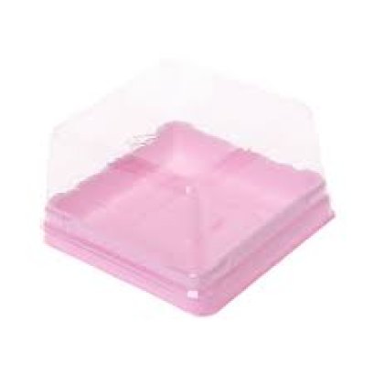 E106 เค้กช็อคบราวนี่ชมพู+ฝา (100 ชิ้น/แพค)