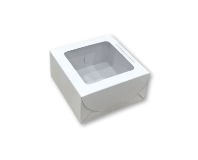 HP084 กล่องเค้กแฮนด์เมค สีขาว เจาะ ทรงสูง 0.5 P 10 ชิ้น