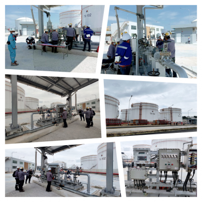 Commissioning startup work at NFCT truck loading skid.