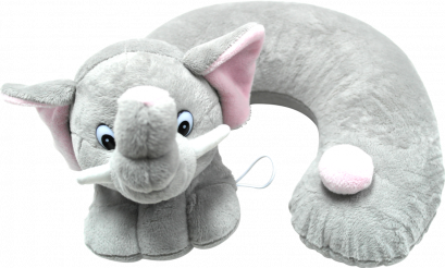 ПОДУШКА ИГРУШКА ДЛЯ ШЕИ СЕРЫЙ СЛОН