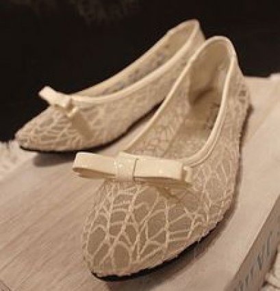  [พร้อมส่ง 36] [Ai-014] Aix++รองเท้า++รองเท้าคัทชูสีครีมลายตะข่ายน่ารักมากๆค่ะ