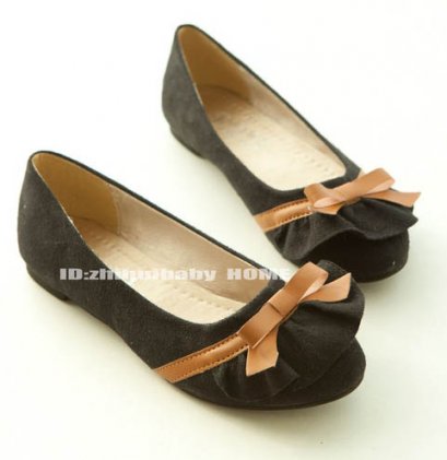 [*พร้อมส่ง 38] [Ai-024] Ai++รองเท้า++รองเท้าคัดชูสีดำ ติดโบว์