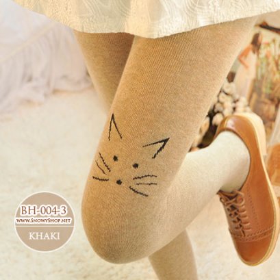  [PreOrder] [BH-004-3] BH เลคกิ้งกันหนาวสีน้ำตาล ลายแมวน่ารัก