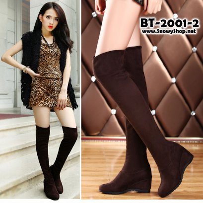 [พร้อมส่ง 36,37,38,39,40] [BT-2001-2] Boots รองเท้าบู๊ทหนังกำมะหยี่สีน้ำตาล ด้านในบุขนกันหนาวหนังนิ่มใส่เลยหัวเข่า รุ่นยอดนิยมที่สุดค่ะ