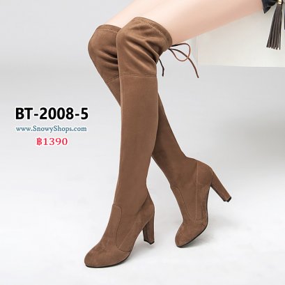 [พร้อมส่ง 36,37,38,39,40,41,42,43]  [BT-2008-5] Boots รองเท้าบ๊ทยาวส้นสูงสีกากี ด้านหลังผูกเชือก ซับขนด้านในกันหนาว ใส่แล้วสูงเพรียว คู่นี้ใส่เข้าได้กับทุกชุด แนะนำคะ