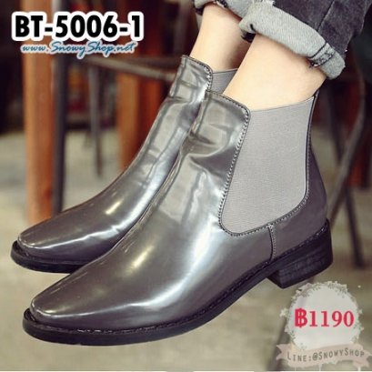  [พร้อมส่ง 37] [Boots] [BT-5006-1] Boots รองเท้าบู๊ทสั้นหนังมันสีเทา เป็นบู๊ทยอดนิยมค่ะ