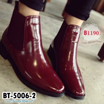  [พร้อมส่ง] [Boots 36 37 38 39] [BT-5006-2] Boots รองเท้าบู๊ทสั้นหนังมันสีแดง เป็นบู๊ทยอดนิยมค่ะ