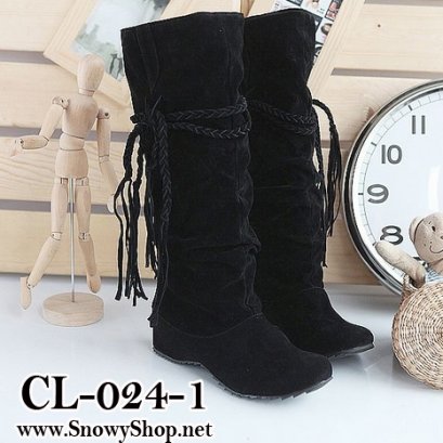[[พร้อมส่ง 36]] [CL-024-1] Colorful รองเท้าบู๊ท รองเท้าบู๊ทสูงBootsสีดำ