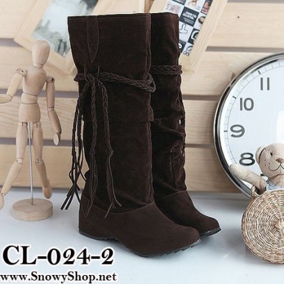  [[พร้อมส่ง 36] [CL-024-2] Colorful รองเท้าบู๊ท รองเท้าบู๊ทสูงBootsสีน้ำตาลเข้ม