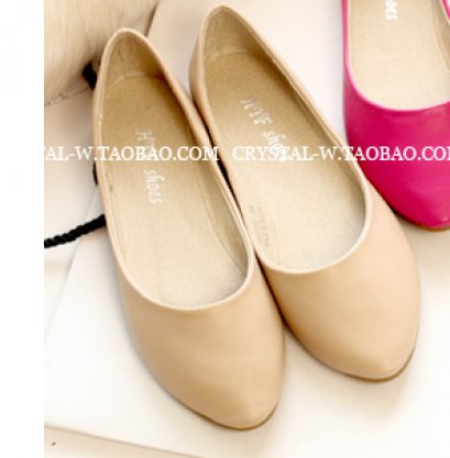 [[พร้อมส่ง39]] [Cs-017] Crystal++รองเท้า++รองเท้าส้นเตี้ยสีครีมใส่สบาย