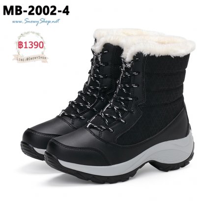  [พร้อมส่ง 35,36,37,38,39,40,41,42] [MB-2002-4] รองเท้าบูทสโนว์สีดำ กันน้ำ ซับขนกันหนาวด้านใน ใส่เล่นหิมะได้ มีเชือกปรับระดับ พื้นมีดอกยางหนากันลื่นค่ะ