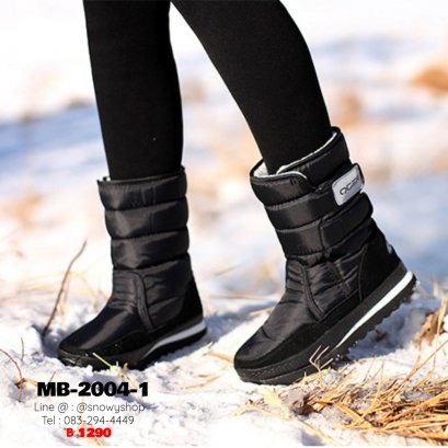 [พร้อมส่ง 36,37,39,40,41,42,43,44,45,46] [MB-2004-1] Snow Boots รองเท้าบู๊ทลุยหิมะสีดำ ผ้ากันน้ำ กันหนาว ด้านในซํบขนกันหนาวสีขาว ใส่ติดลบกันหนาวได้