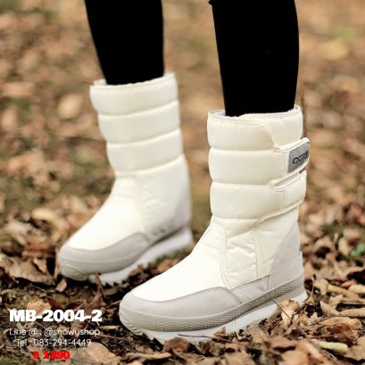 [พร้อมส่ง 36,37,38,39,40] [MB-2004-2] Snow Boots รองเท้าบู๊ทลุยหิมะสีขาว ผ้ากันน้ำ กันหนาว ด้านในซํบขนกันหนาวสีขาว ใส่ติดลบกันหนาวได้