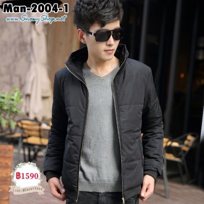  [พร้อมส่ง M] [Man-2004-1] เสื้อโค้ทกันหนาวผู้ชายสีดำผ้าฝ้ายร่มซับขนเป็ด ทรงสลิมใส่กันหนาวได้ดีค่ะ
