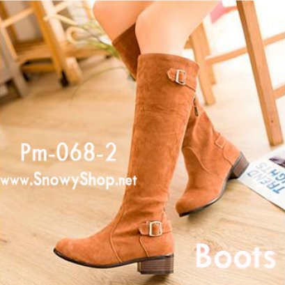 [[พร้อมส่ง37,38]] [Boots] [Pm-068-2] Pangmama รองเท้าบู๊ทสีน้ำตาลบู๊ทสูงผ้าซับด้านในลายสก๊อต ไม่บุขน ซิบยาวด้านหลังรองเท้าน่ะค่ะ