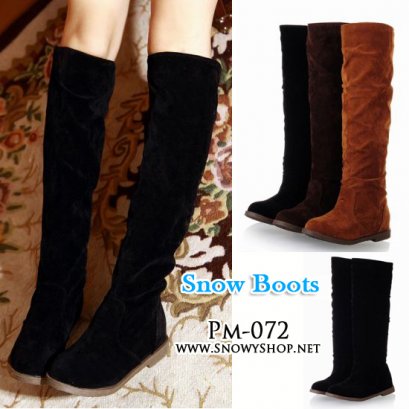  [พร้อมส่ง 36,37,38] [Boots] [Pm-072] [Boots] [Pm-072-] Pangmama รองเท้าบู๊ทยาวสีดำบู๊ทหนังกลับซับขนกันหนาวด้านใน