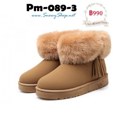  [พร้อมส่ง 36 37 38 39] [Boots] [Pm-089-3] รองเท้าบูทสั้นสีน้ำตาล แต่งขนเฟอร์นุ่มๆ ด้านในซับขน ใส่กันหนาวได้ดี รุ่นนี้แนะนำค่ะน่ารักมากๆ