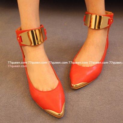 [พร้อมส่ง] [Qu-003] Queen++รองเท้า++รองเท้าสีแดง รัดข้อ สวยมากๆค่ะ