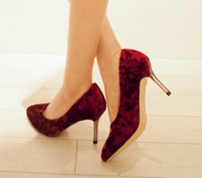  [[พร้อมส่ง]] [Qu-011] Queen++รองเท้า++รองเท้าส้นสูงผ้ากำมะหยีสีม่วง