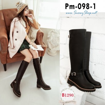  [พร้อมส่ง 36,40,41] [Boots] [Pm-098-1] Pangmama รองเท้าบู๊ทยาวสีดำ เป็นบูทหนังยาวใต้เข่า มีซิปข้าง ใส่สบาย พื้นหนา สวยสุดๆ