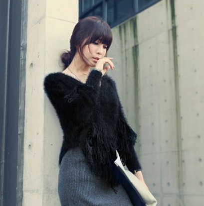  [[*พร้อมส่ง F]] [SZ-3345] SZ ++เสื้อคลุม++ เสื้อคลุมไหมพรมสีดำ