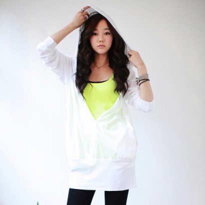  [[*พร้อมส่ง S]] [SZ-9689] Style By SZ++เสื้อ++เสื้อแขนยาวมีฮู้ดสีขาว