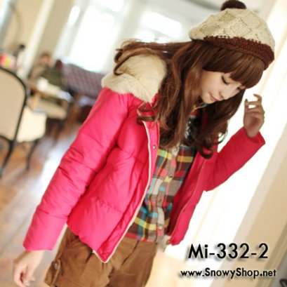 [[*พร้อมส่ง M,L]] [Down Jacket] [Mi-332-2] Mimius เสื้อโค้ทกันหนาวสีชมพู ซับขนเป็ดด้านใน มีหมวกฮู้ดบุนกันหนาว ใส่ติดลบได้ค่ะ
