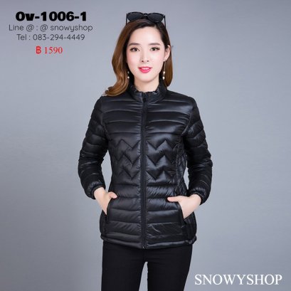 [พร้อมส่ง XL,2XL,3XL,4XL,5XL] [Ov-1006-1] เสื้อโค้ทขนเป็ดกันหนาวสีดำ เสื้อโค้ทสั้น แบบซิปหน้า และกระเป๋าสองข้าง ใส่ติดลบกันหนาว