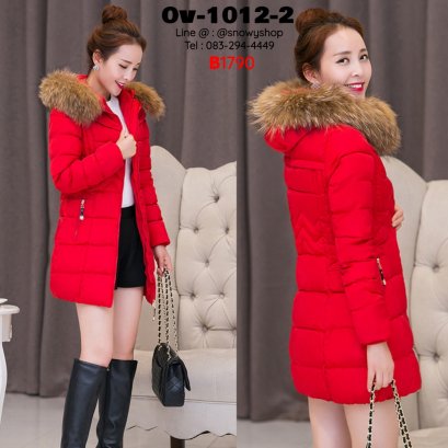[PreOrder] [Ov-1012-2] Down Jackets เสื้อโค้ทขนเป็ดสีแดง กันหนาวใส่ลุยหิมะ ซิปด้านหน้า กระเป๋าสองข้าง พร้อมขนเฟอร์สีน้ำตาลถอดได้