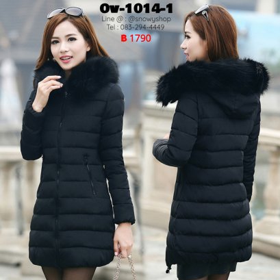 [พร้อมส่ง XL,2XL,3XL,4XL,5XL,6XL,7XL] [Ov-1014-1] Down Jackets เสื้อโค้ทขนเป็ดสีดำ ผ้าฝ้ายร่มซับขนเป็ดกันหนาวใส่ลุยหิมะ ซิปด้านหน้า กระเป๋าสองข้าง พร้อมขนเฟอร์สีเดียวกับเสื้อ สวยมาก