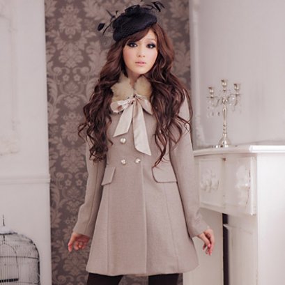 [[PreOrder]] [JK-573] JK2 เสื้อโค้ทกันหนาวสีน้ำตาลอ่อน แขนยาว แต่งกระดุมหน้าคะ