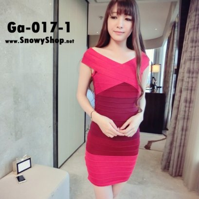 [[*พร้อมส่ง]] [เดรสไหมพรม] [Ga-017-1] Gagai เดรสไหมพรมเปิดไหล่ผ้าไล่สีแดง