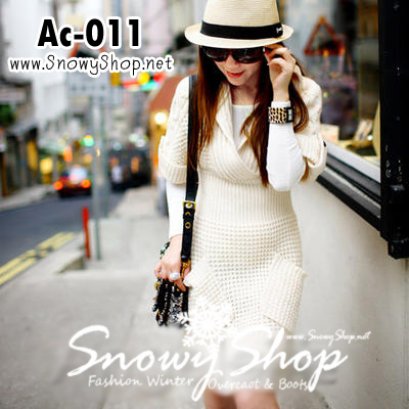  [*พร้อมส่ง L] [Ac-011] Angelcitiz++เดรส++เดรสกันหนาวไหมพรมสีขาว