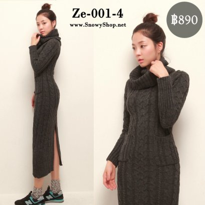 [[พร้อมส่ง S,M,L]] [Ze-001-4]  เดรสไหมพรมคอเต่าสีเทาแขนยาว ลายถักไหมพรมมีกระเป๋าหน้า ผ้าหนาใส่กันหนาวตัวเดียวอยู่คะ เป็นเดรสไหมพรมขาวเลยเข่า