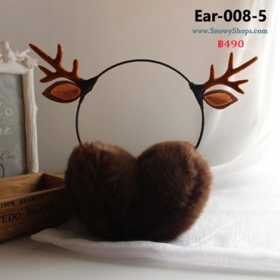 [พร้อมส่ง] [Ear-008-5] EarMuff หูกันหนาวเส้นบางหูกวาง ขนเฟอร์สีน้ำตาล