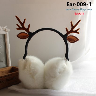 [พร้อมส่ง] [Ear-009-1] EarMuff หูกันหนาวเส้นหนาหูกวาง ขนเฟอร์สีขาว